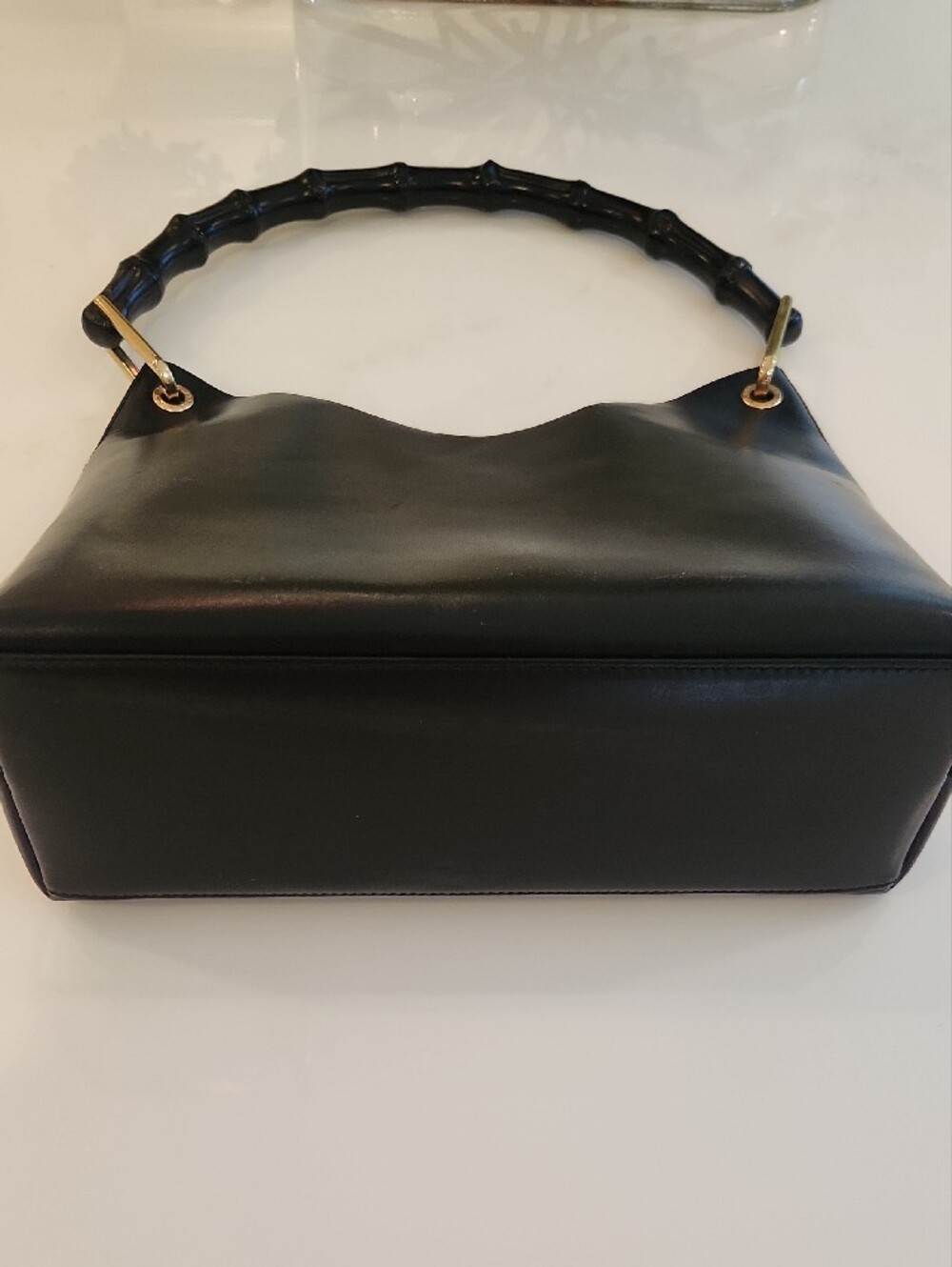 Vintage GUCCI Black Leather Bamboo Top Handle Bag Tom Ford Era With Pouch COA - Picture 15 of 16